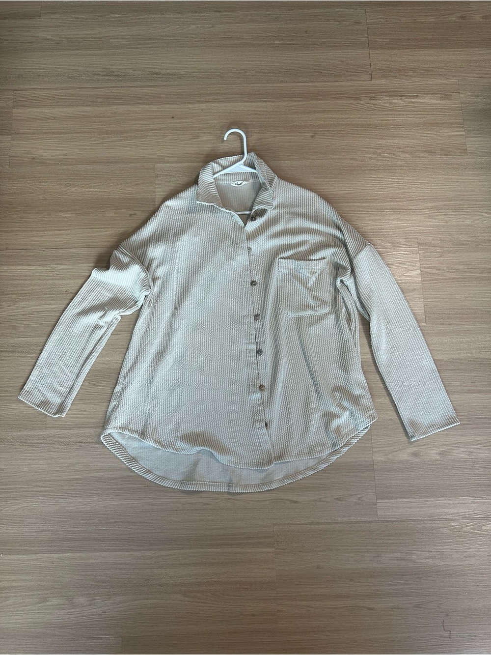 Blummin oversized Cream Ribbed Knit Button-Up